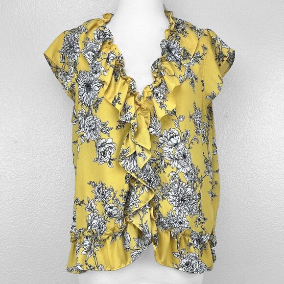Counterparts Yellow Floral Ruffled Blouse - Picture 1 of 8